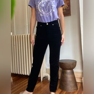 Escada by Margaretha Ley black velvet high rise straight pants 80s West Germany